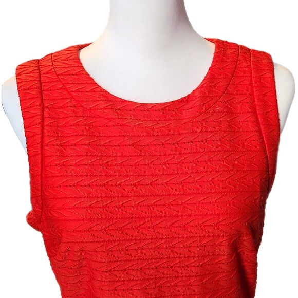 Donna Morgan | Sunset Orange Textured Eyelet Princess Flare Dress, Size 10, EUC - Picture 5 of 7